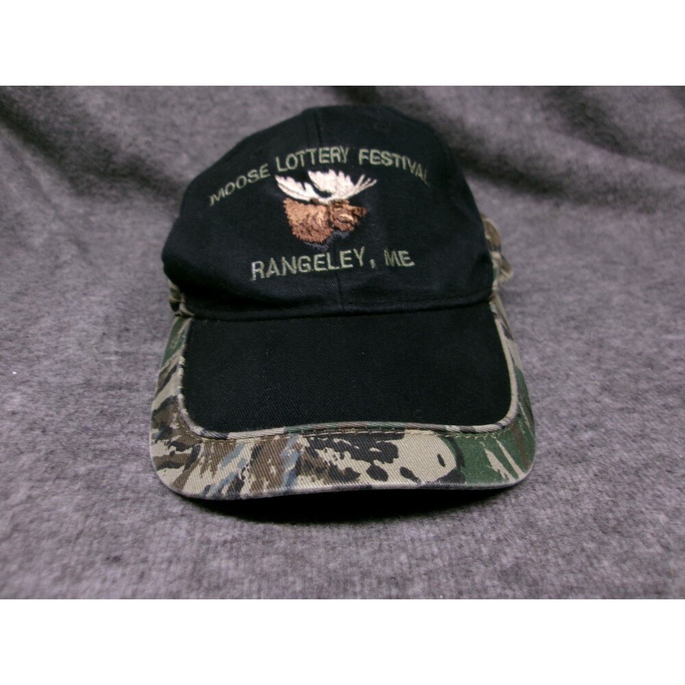 Rangeley Maine Hat Cap Strap Back Adjustable Men Moose Lottery Festival Camo